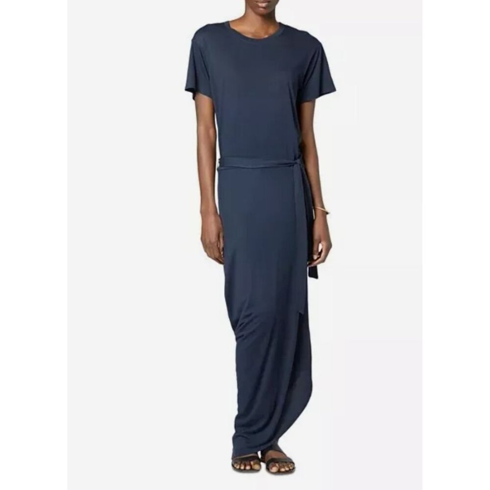 Joie Vista Midi Dress Womens XS Navy Blue Short Sleeve Minimalist Relaxed